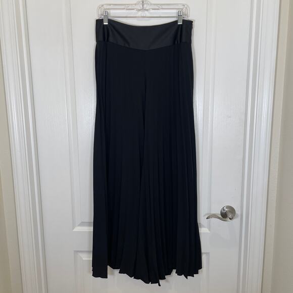 Alice + Olivia Wide Leg Pleated Pants Black Dressy Silk Waist Night Out 6 - Picture 2 of 8